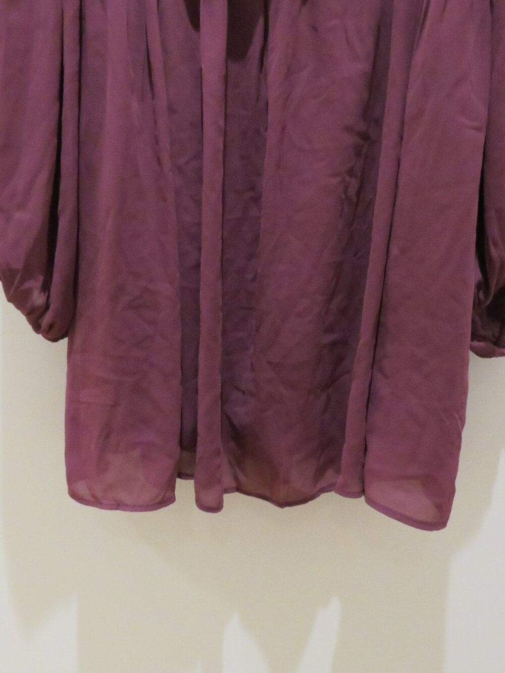 ABERCROMBIE & FITCH Emerson Chiffon Puff Sleeve Mini Dress in Mauve Large Petite - Picture 7 of 11